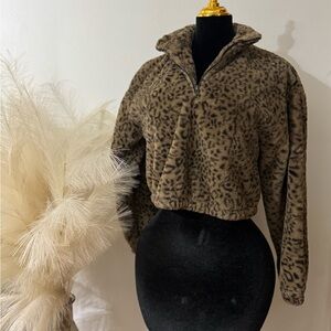 Fashion Nova Brown Leopard Teddy Jacket